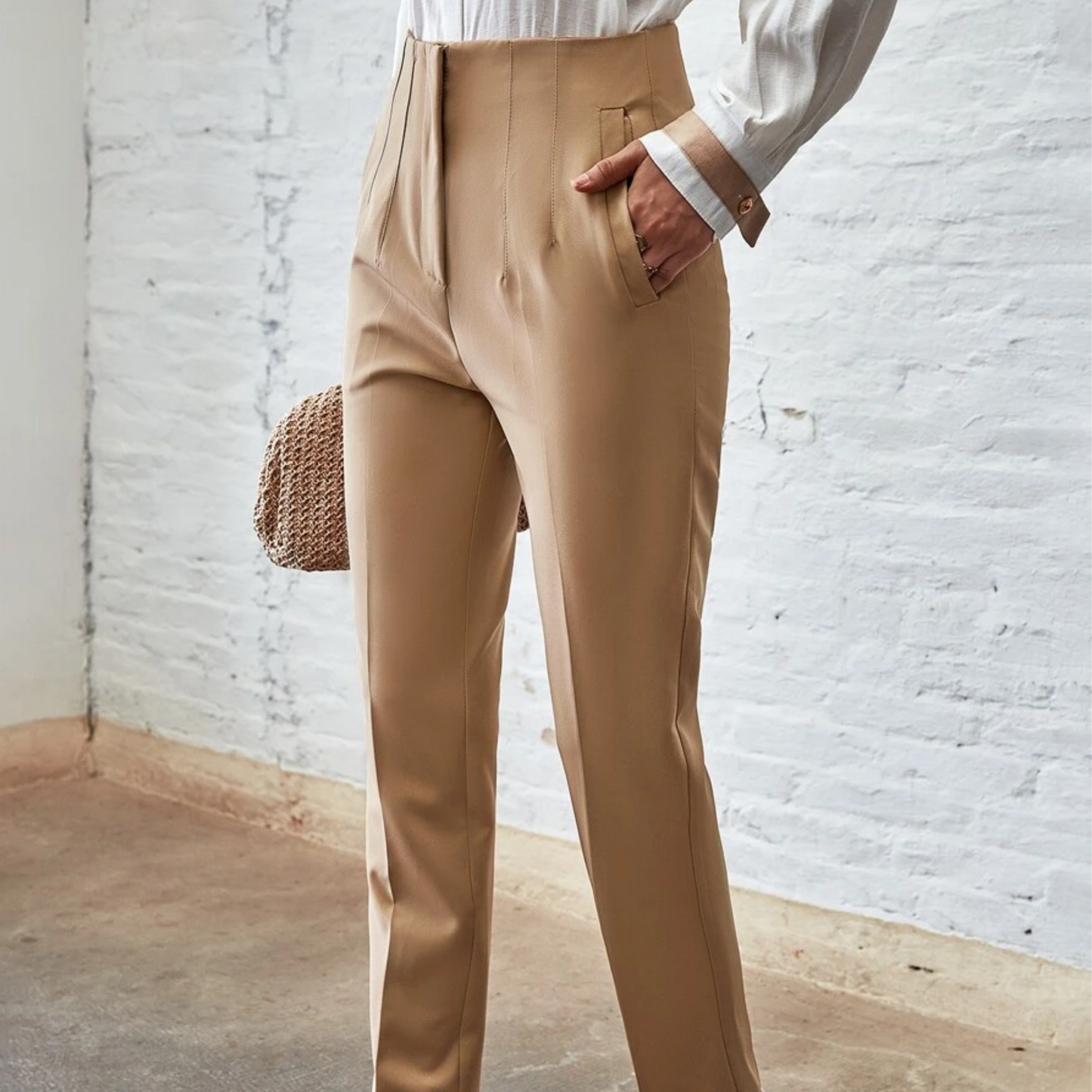 Pantalones con bolsillos, Beige