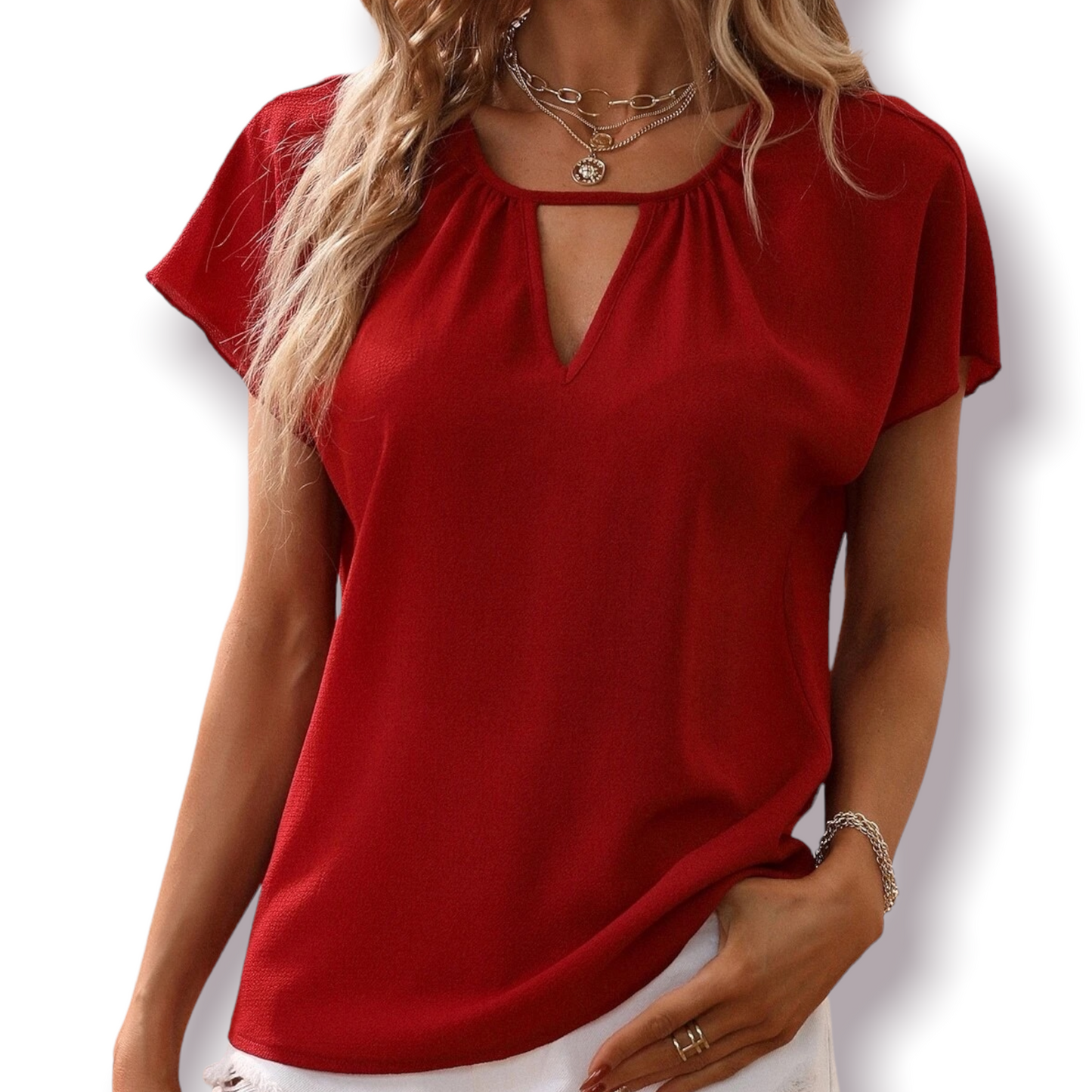 Blusa con abertura en cuello - color burdeos